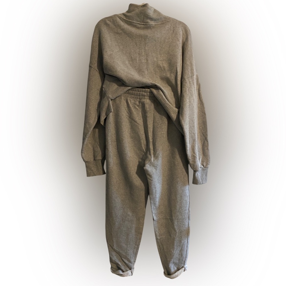 Sweaty Betty Nestle Up Sweat Set 1/4 Zip Pullover Taper Trouser Grey $228 - Picture 5 of 13